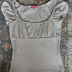 Edikted Black & White Striped Scoop Neck Top
